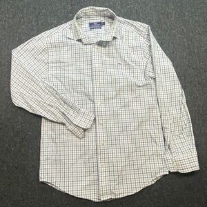 Vineyard Vines Preppy Mens Small Blue White Check Whale Shirt Classic Fit Button